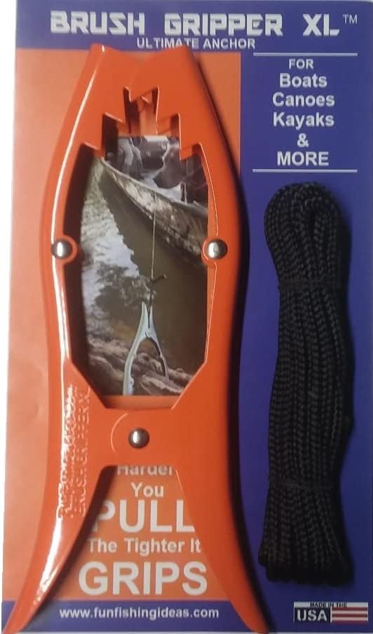 Brush Gripper XL - Larger and Stronger Than Others. Jaws Open 5.5" Includes 12+ feet 1/4" Rope - Made in USA! (Orange)