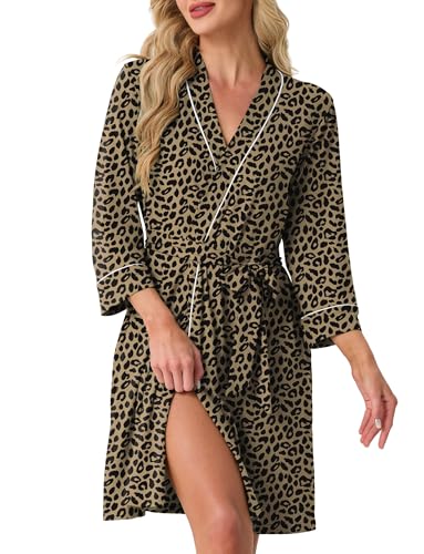 Image of PrinStory Womens Robe Knee Length Soft Knit Bathrobe S-2XL