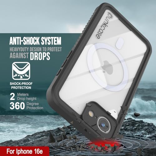 Punkcase for iPhone 16e Waterproof Case [Extreme Mag Series] [Slim Fit] [IP68 Certified] [Shockresistant] Armor Cover W/Built in Screen Protector for iPhone 16e (6.1") (2025) (Black) by PunkCase - Image 6