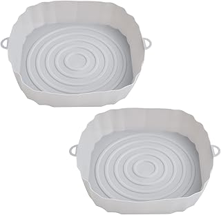 Xzeemo 2pcs Silicone Air Fryer Liners, Air Fryer Silicone Pot, Air Fryer Replacement Basket, Food Grade Silicone Baking Tray, Air Fryer Accessories, Silicone Baking Basket for Air Fryer Oven- BPA Free