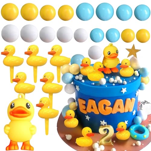 25 unidades pato pastel Topper, amarelo pato aniversário pastel topper, acessórios de festa de verão, chá de bebé, presentes de festa de aniversário para meninos e meninas