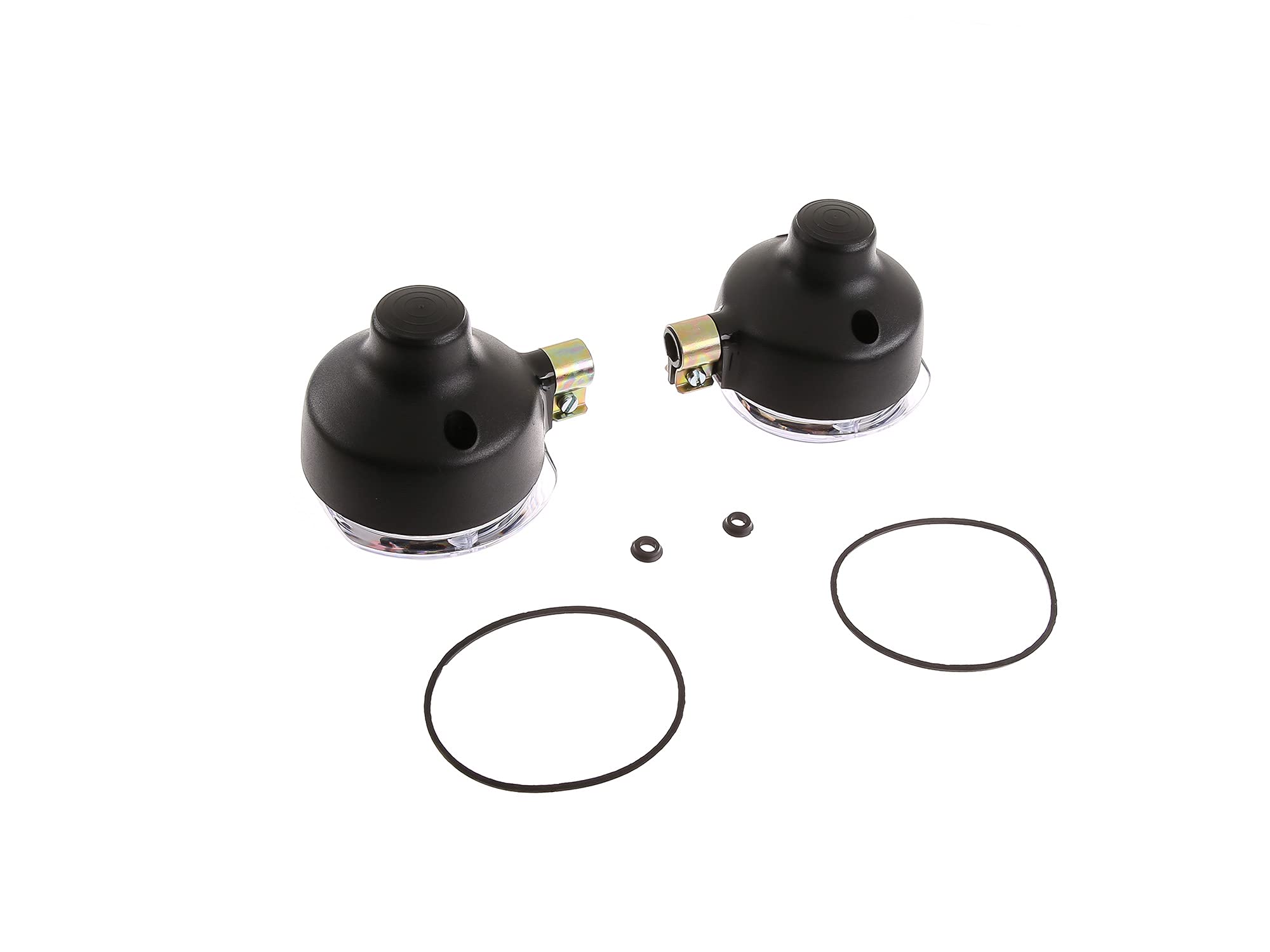 AKF Set: 4 weiße Blinker rund, komplett inkl. Blinkerträger verzinkt - für Simson S50, S51, S70
