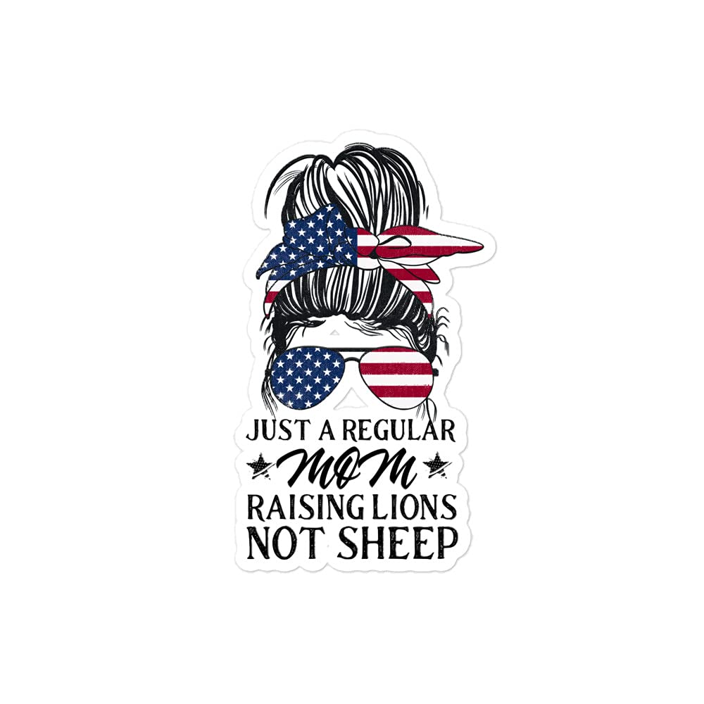 FASHIONISTE Just a Mom Raising Lions Not Sheep Sticker and Decal/Bumper Sticker, Vinyl, 1, PF60f0c0703e269V2, White