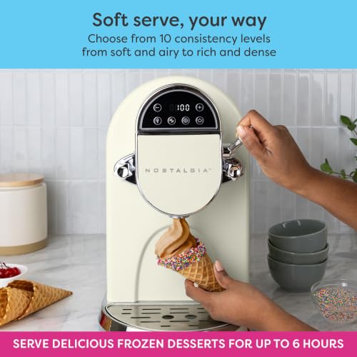 Image of Nostalgia Retro Soft Serve Ice Cream Maker - Make 10 / Four Ounce Servings of Chocolate, Vanilla, Strawberry Flavors & More - Easy Dispensing Lever & Self Clean Mode - Ready in about 20 Minutes