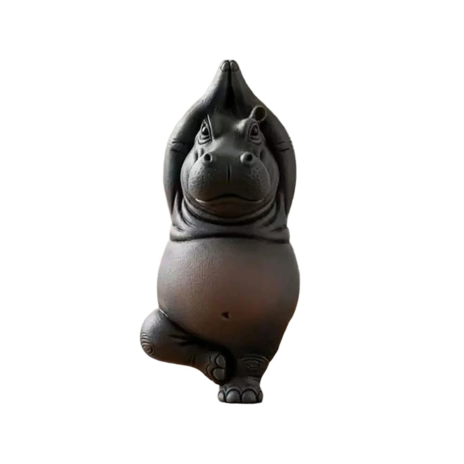 Qwyeiq Girls Standing Resin Hippo Figurine Cute Yoga Master Hippo Figurine Resin Hippopotamus Sculpture Figurines Statue Lifelike Hippopotamus Statue Mini Animal Hippos Ornaments Unique Home Table Centerpiece Decor