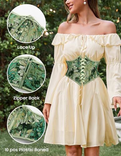 Image of Scarlet Darkness Corset Belt for Women Floral Lace Up Boned Underbust Corset Waist Belts