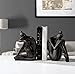 Ambipolar Yoga-Style Black Decorative Bookends, Resin Book Stand to Hold Books Heavy Duty, Book Stoppers for Home Decor, Office Desk, Living Room Decor. Black. Book Ends for Shelf