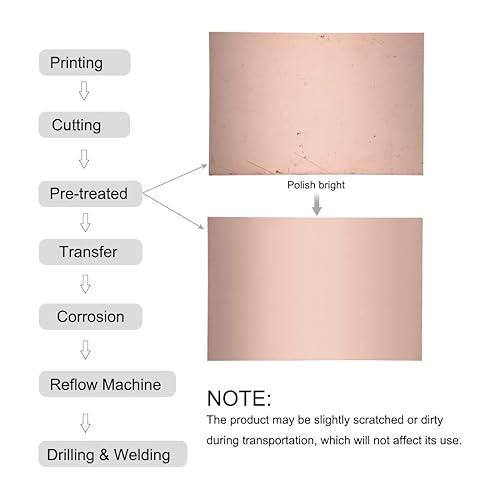 Miniatura 4 de uxcell Placa de circuito PCB laminada revestida de cobre de un solo lado, FR4 5.906x3.937 in 5.91x3.94 pulgadas, 0.059 in de grosor DIY Prototipado