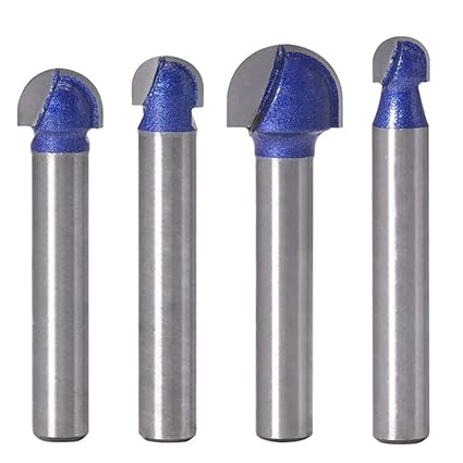 Eyech 4pc Core Box Template Router Bit Carbide Round Nose Woodworking Tool 1/4