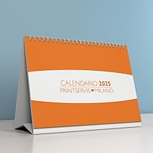 Customizable Table Calendar 2024/2025 – Artistic and Creative Design, Size 215 x 148.5 mm, Ideal for Office, Home and School (Artistic Stimulates Creativita 3) (Orange)