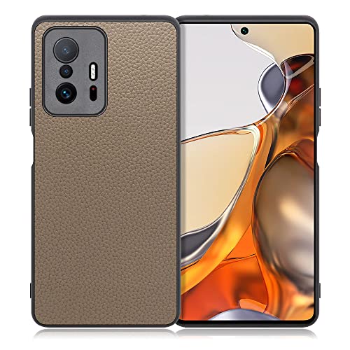 LOOF LUXURY-SHELL �{�v ���U�[ �X�}�z�P�[�X for Xiaomi 11T / 11T Pro �p �P�[�X �J�o�[ �X�g���b�v�z�[�� �V���v�� �ϏՌ� ���^ �y�� leather [�O���[�W��]