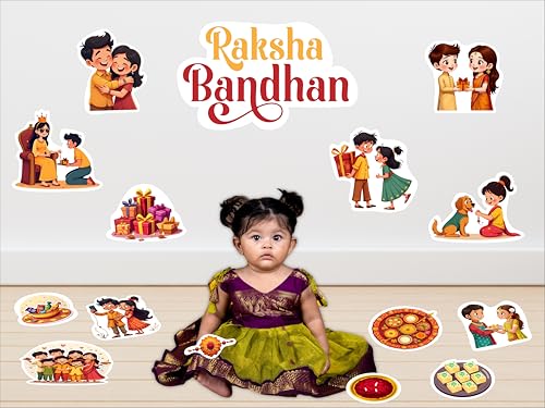 Image of TodFod Raksha Bandhan Photo Booth Props for Kids & Family | 20+ Festival Theme Cards for Photoshoot | Rakhi Celebration Decorations | 250 GSM Cardstock, Colorful Party Props