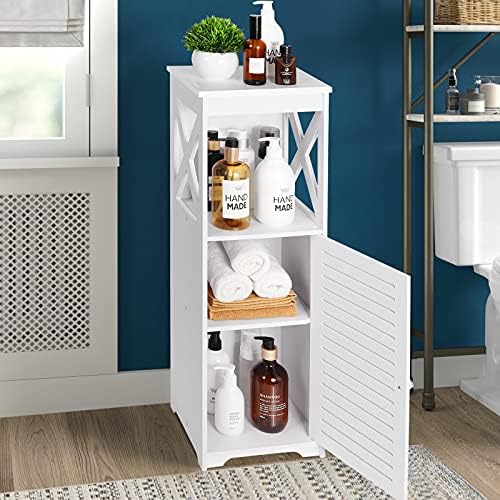 YIGANG Waterproof Bathroom Cabinets,White Bathroom Storage Shelf Organizer Cupboard with Daily use Layer and 1 Cupboard Door