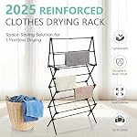 4 Tier Clothes Drying Rack Foldable | Foldable Clothing Drying Rack | Laundry Drying Rack Collapsible for Laundry Room, Dorm, Expandable Sturdy Metal Design | Black 29"L x 11.5"W x 53"H - Image 2