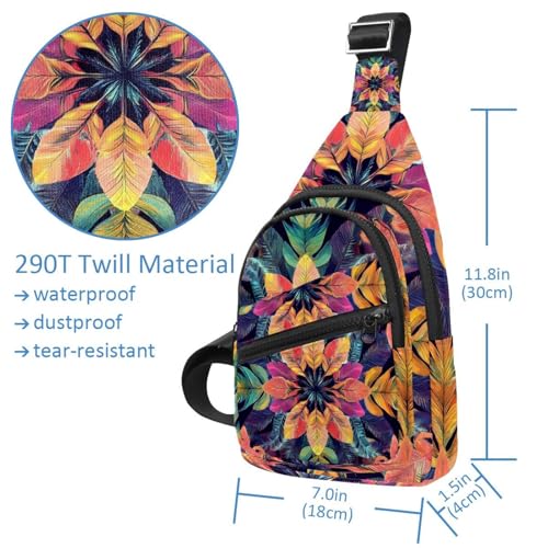 Sac à dos à bandoulière abstrait multicolore avec sangle réglable