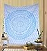 THE ART BOX Mandala gobelin ścienny do sypialni estetyczna dekoracja domu akcesoria sypialnia dekoracja urocza sztuka ścienna do salonu pościel narzuta koc, błękitny brokat, 220 x 230 cm