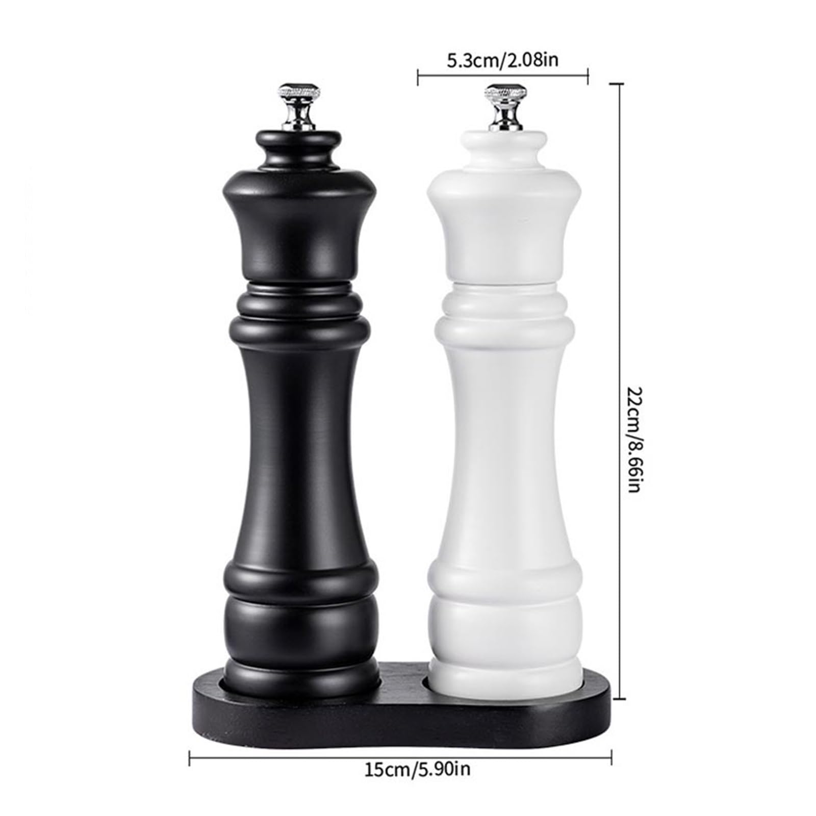 Strumenti for macinare lo shaker for spezie e sale marino in legno nero manuale for la bottiglia(2Pcs Black)
