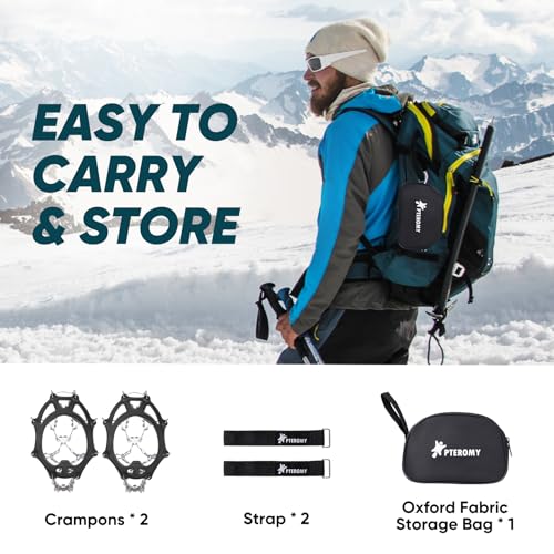 PTEROMY Crampons for Hiking Boots with 24 Stainless Steel Spikes, Ice Cleats for Shoes and Boots (XL, Black) - Thumbnail 5