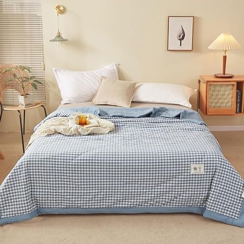 GOFOHIMI Colcha Acolchada 100% Algodón Edredón Reversible Estampada a Cuadros Colcha, Ligero y Transpirable, para Verano Cama Matrimonio Individual