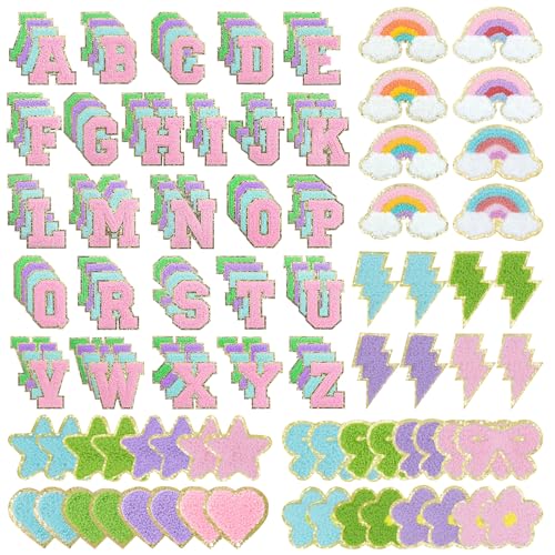 152Pcs Self-Adhesive Chenille Letters Patches Set