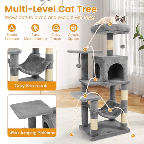PETSITE árbol para gatos pequeño, 44 pulg alto, gris miniatura 5