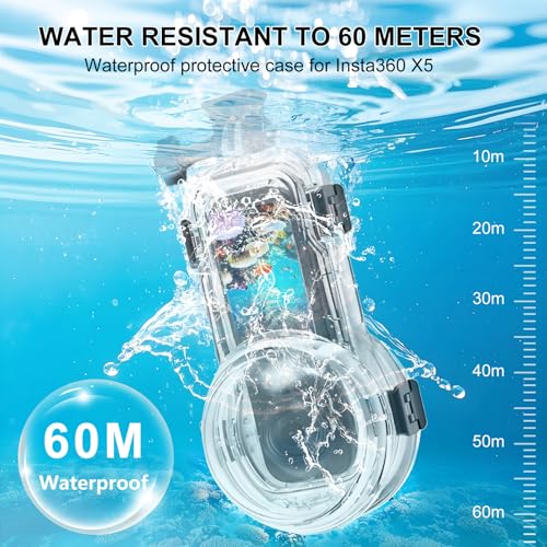Image of 60M /196FT Invisible Diving Case for Insta360 X5 Underwater Waterproof Case Housing Shell for Insta 360 x5 Action Camera Protective Cover Accessories for Diving Surfing Swimming Skiing