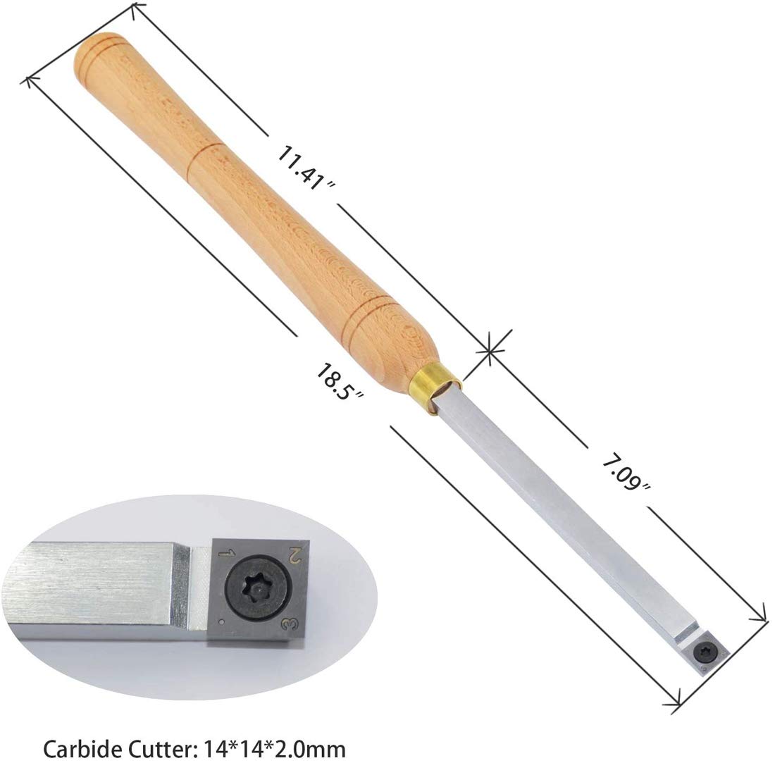 Scalpello per Tornio, Utensili per Tornitura Del Legno Scalpello per Tornio con Punta in Metallo Duro Più Ruvida con Inserto in Metallo Duro Quadrato a Bordo Dritto da 14 Mm per Hobbisti Del