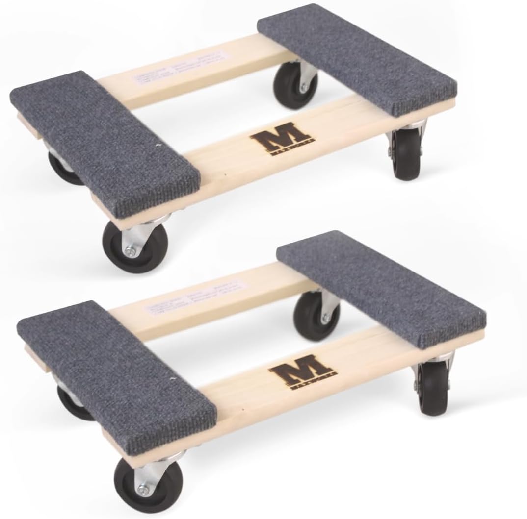 50856 1320 lbs. Capacity 18 in. x 12 in. Hardwood Furniture Moving Dolly, KD Version Two Pack