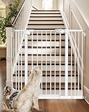 InnoTruth Baby Gate 29–39.6" Wide, 36" Tall Dog Gate for Stairs and Doorways, Pressure Mounted Metal Pet Gate with Dual Lock, Easy Walk-Through and Expandable Design, White