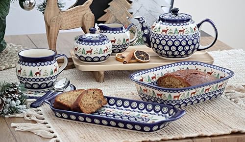 Taza Blue Rose Polish Pottery 16 oz Azul miniatura 3