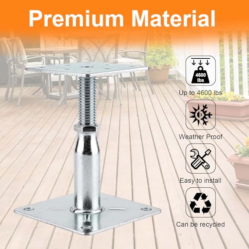 Image of 4 Pack Adjustable Support Jack for The Floor,Deck Foundation,Post Floor Joist Jacks,RV Step Stabilizer,Mini Screw Jack- Post 3.5 inch to 6 inch