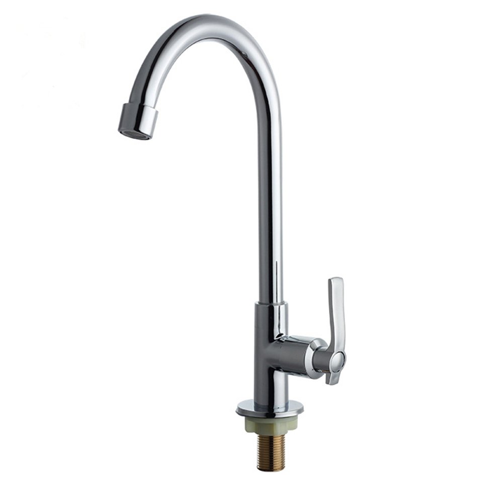 Cz 360 Degree Swivel Brass Cold Water Tap Kitchen Sink Basin Faucet, Chrome Finish