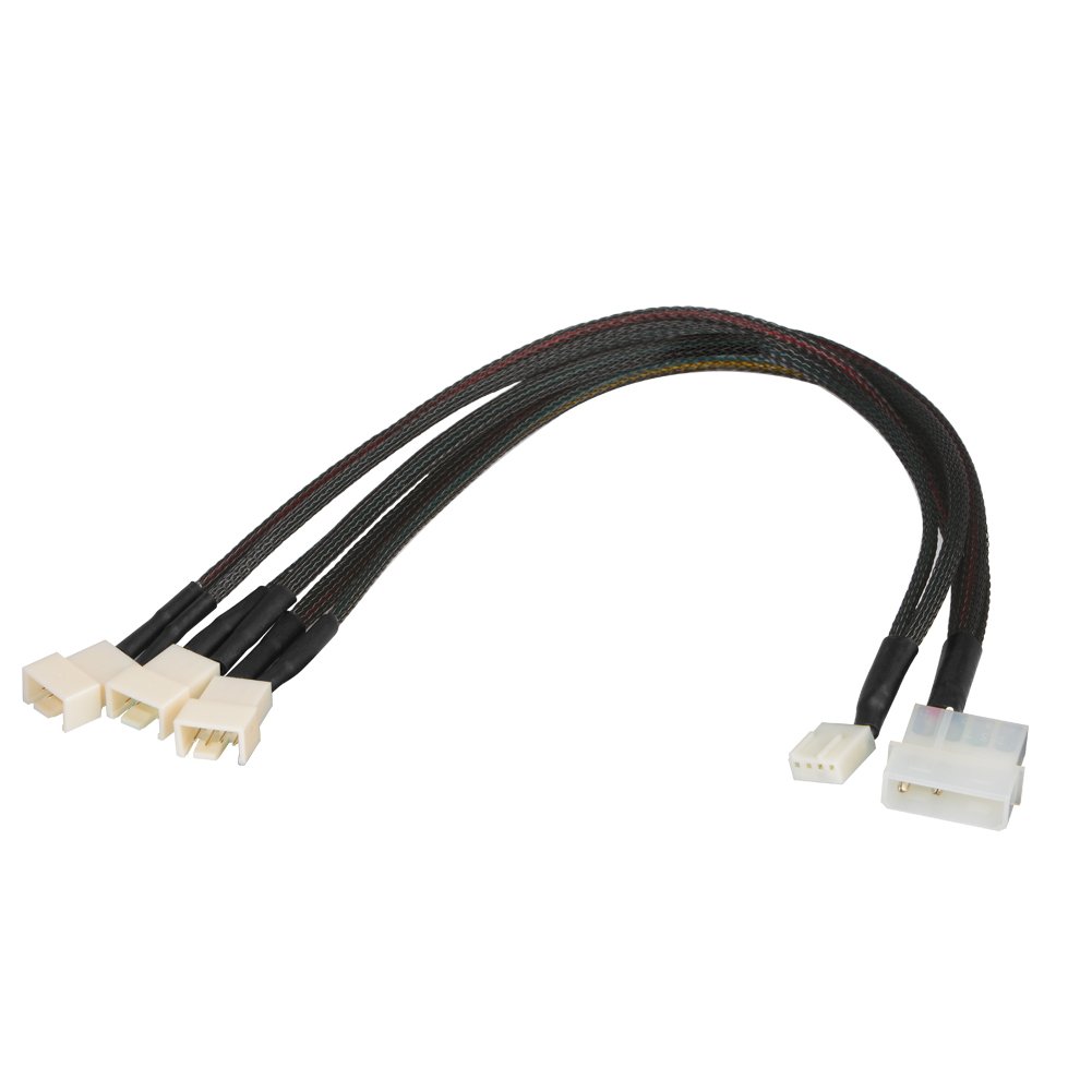 J&D 4-pinowy kabel dzielacza mocy Molex do wentylatora 2-pack, do 4-pinowych wentylatorów chłodzących komputerowe, 30 cm