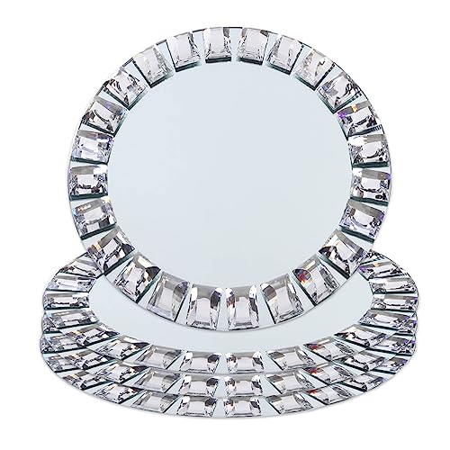 Koyal Wholesale Mirror Charger Plates, Bulk Set Of 4, Silver Mirrored Glass Charger Plates Place Settings #TOP2