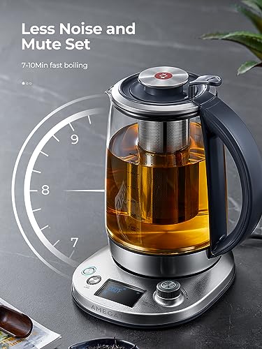Tea-Kettle-Electric-AMEGAT-Tea-Pot-with-Removable-Infuser-9-Preset-Brewing-Programs-Tea-Maker-with-Temperature-Control-2-Hours-Keep-Warm-17L-Electric-Kettles-1200W-Glass-and-Stainless-Steel Tea Kettle Electric AMEGAT Tea Pot with Removable Infuser 9 Preset Brewing Programs Tea Maker with Temperature Control 2 Hours Keep Warm 17L Electric Kettles 1200W Glass and Stainless Steel