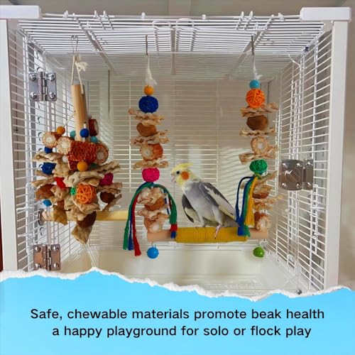 XLpeixin Bird Swings Toys for Parakeets Parrot,Natural Bird Perch Cage Hanging Chew Toys for Conures Budgerigars Finches Parrots Lovebirds and Small Medium Birds - Image 6