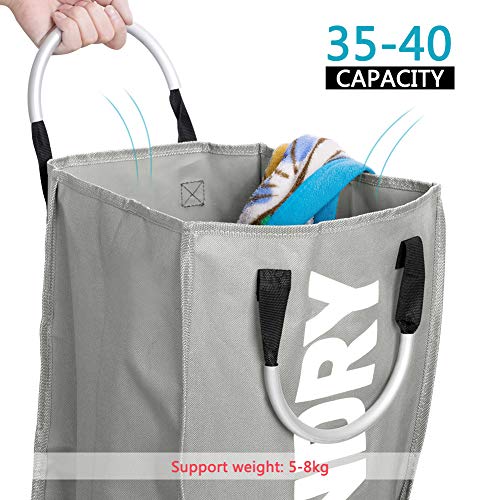 IHOMAGIC 2Set Wäschekorb Faltbar Wäschesack Wäschesammler Reise Wäschetasche Wäschebeutel Kinder Wäschetonne Wäschebox Kinderzimmer Wäschebehälter Aufbewahrungskorb Stoff 33x23x53cm Grau + Schwarz