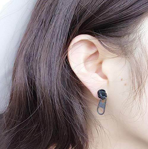 Mountainer 3 Pairs Personality Cool Zipper Metal Stud Earrings for Men Women Vintage Punk Style Earring Women Unique Funny Party Jewelry4