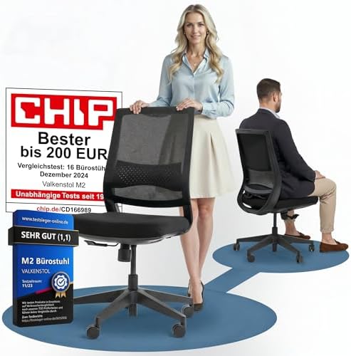 Bild 9 - M2 Bürostuhl Ergonomisch Testsieger mit Einstellbarer Armlehne ohne Kopfstütze für maximale Bewegungsfreiheit, Rückenfreundliche Bürostühle, Schreibtischstuhl für Büro und Home Office Chair