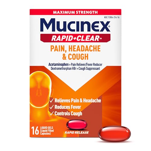 Mucinex Rapid+Clear Pain, Headache & Cough Medicine, 16 Liquid Gels - image 1