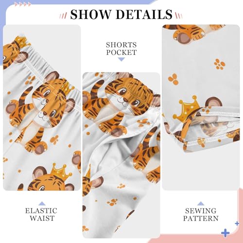 Pajama Pants Cute Tigers with Crown PJ Bottoms Sleepwear Lounge Sleep Pant with Pockets4