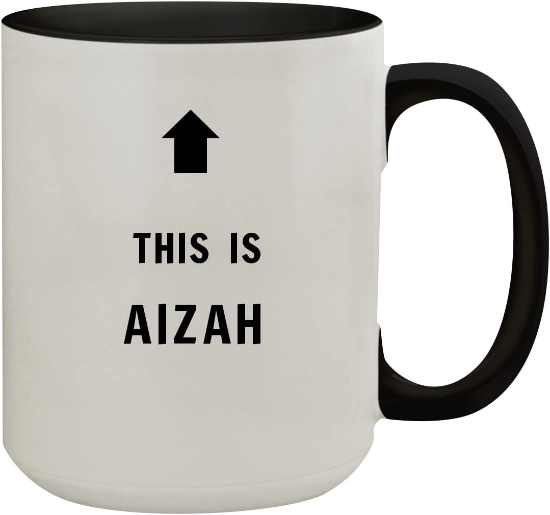 Molandra Products This Is Aizah - 15oz Colored Inner & Handle Ceramic Coffee Mug, Black