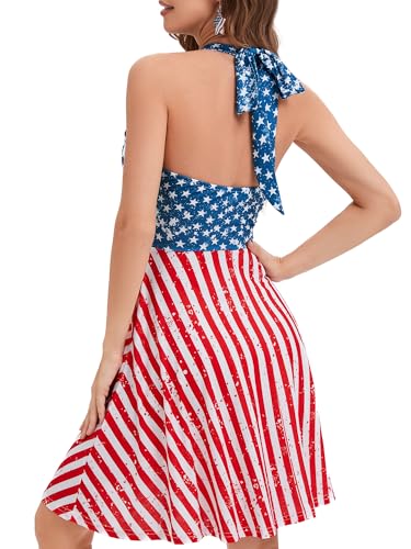 Image of Women's Summer Sundress- 2025 Sexy Halter Sleeveless Spring Boho Elastic Waist Ruffle Mini Dress