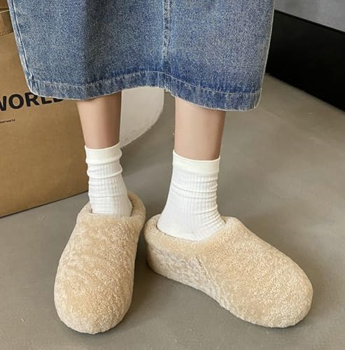 Rungion Women's Fluffy Slippers Platform Fuzzy Cozy Slip-on Slippers Winter Warm Comfy Furry House Shoes for Outdoor Indoor3