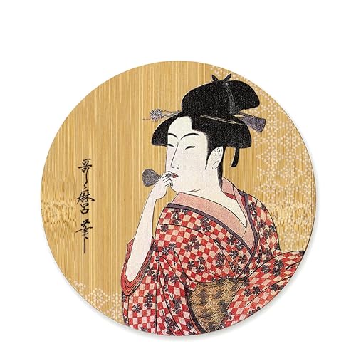(Styleneo) コースター ギフト 自然 素材 竹 和 浮世絵 おみやげ 歌麿 写楽 グッズ 面白い おしゃれ プレゼント 新築 引越し 祝い 誕生日 ラッピング無料 カード 付き 袋 お渡し袋 バースデー 新築 引っ越し 引越し 歓送迎会 景品 退