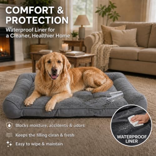 Glagp Orthopedic Dog Beds Large Sized Dog, Washable Dog Bed, 42" L, Grey by Glagp - Used condition - Image 5