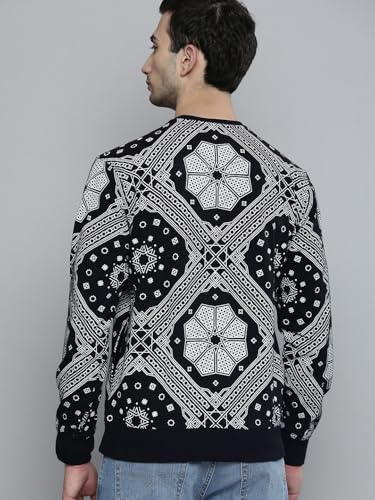 Image of The Indian Garage Co Men Regular Fit Floral Crew Neck Overhead Sweatshirt