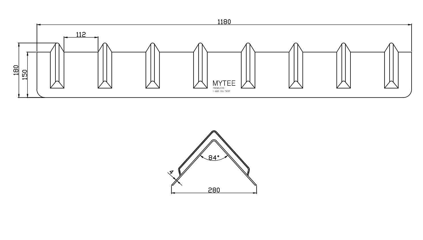 Mytee Products 8"x8"x48" Blue Flatbed Corner Protector - V Shaped Edge Guard for Tie-Down Winch & Ratchet Straps - Plastic Corner Protector for Flatbed Trailer Cargo Load (10 Pack)