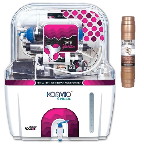 Image of Konvio Neer Copper RO+UV +UF+TDS Adjuster Water Filter and Purifier with High TDS Membrane (Pink)