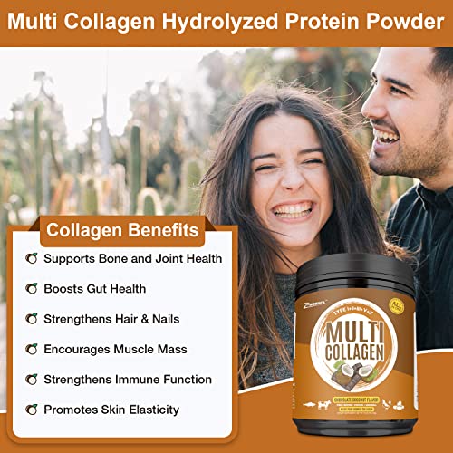 Multi Collagen Protein Powder, Type I Ii Iii V X, All-In-One Collagen Supplements, Coconut Chocolate Collagen Powder With Glycine, Proline And Hydroxyproline Grass-Fed Premium Collagens Peptides1Lbs #TOP7